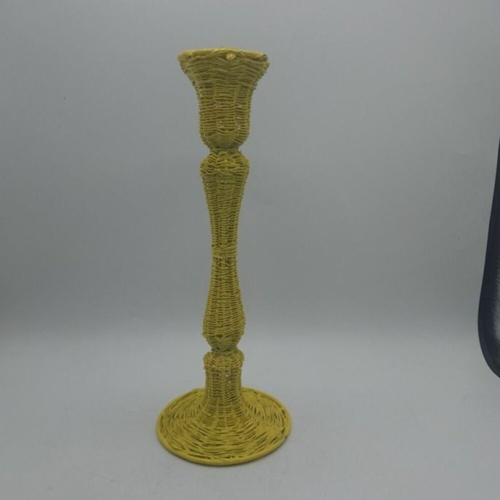 Vintage Yellow Wire  Candle Stick Holder